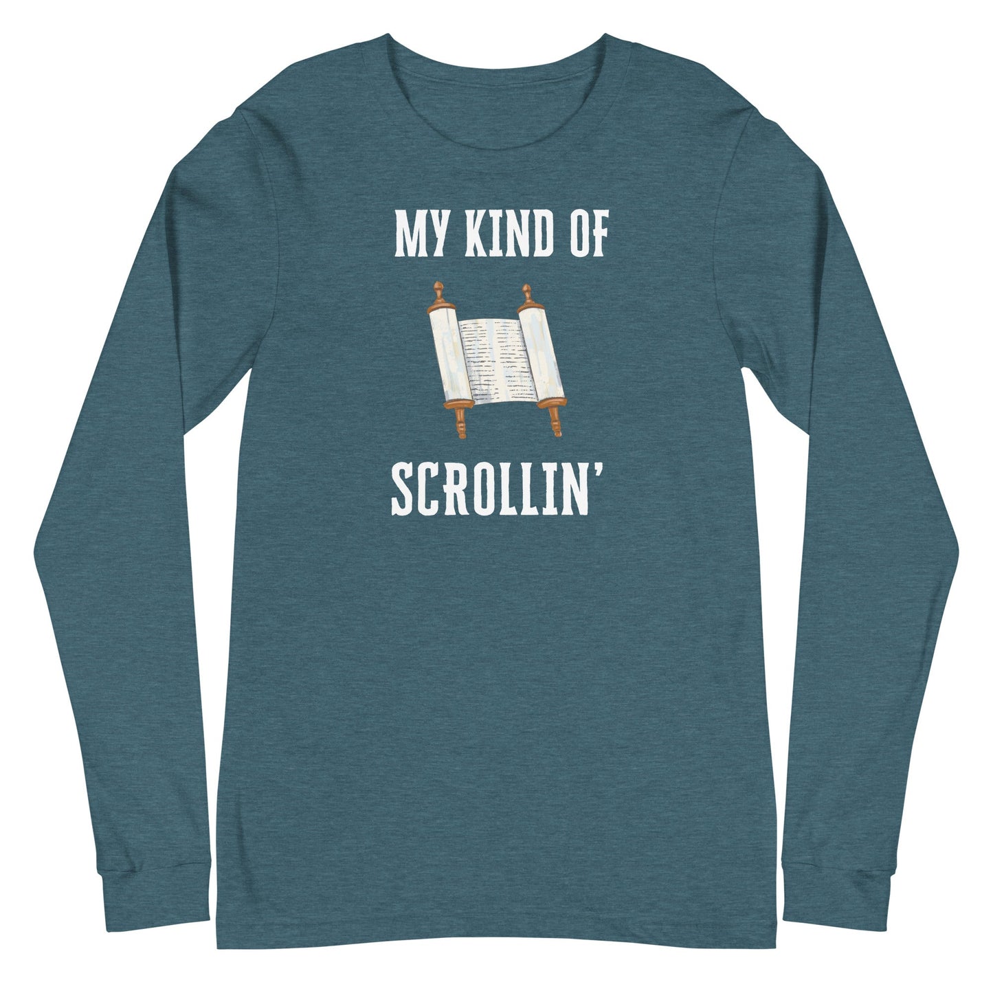 Scrollin' Long Sleeve-Heather Deep Teal-XS-Perfect Love Designs