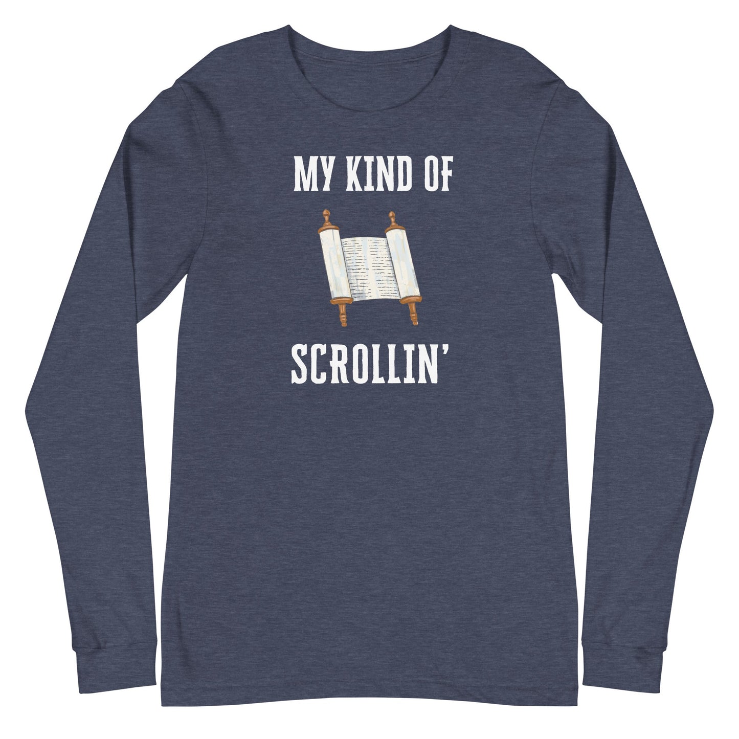 Scrollin' Long Sleeve-Heather Navy-XS-Perfect Love Designs