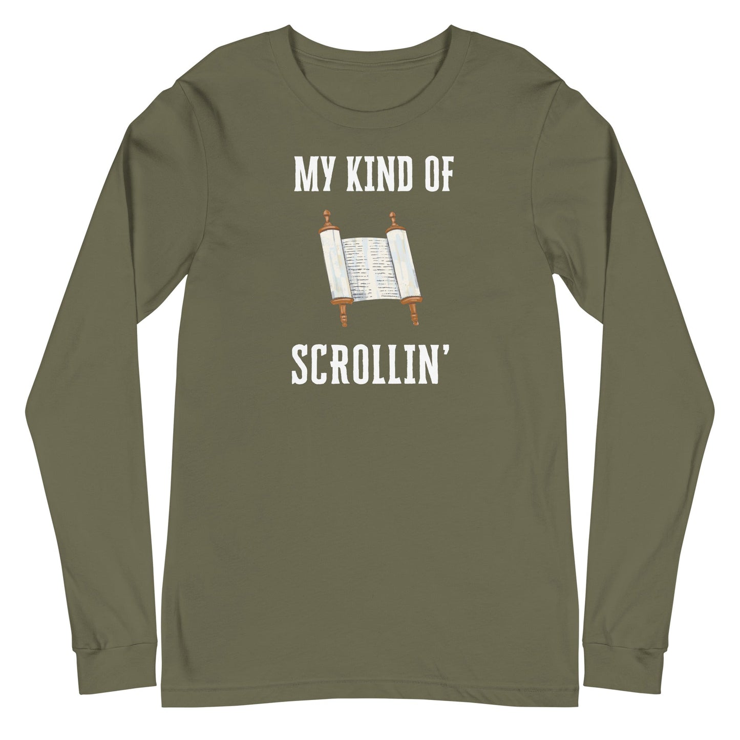 Scrollin' Long Sleeve-Military Green-XS-Perfect Love Designs