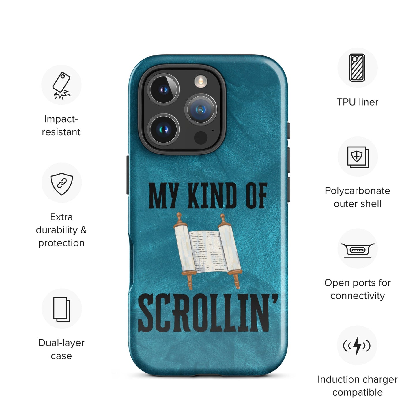 Scrollin' Tough Case for iPhone®-Glossy-iPhone 16 Pro-Perfect Love Designs